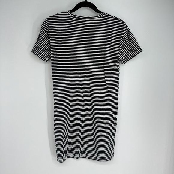 Everlane Scandi Casual Capsule Striped Long Short Sleeve U Neck T Shirt Dress - Picture 2 of 3